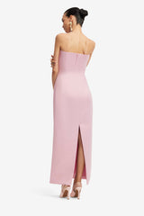 Rayna Embroidered Bustier Maxi Dress - Bouquet Print in Pastel Pink Dress Maxi