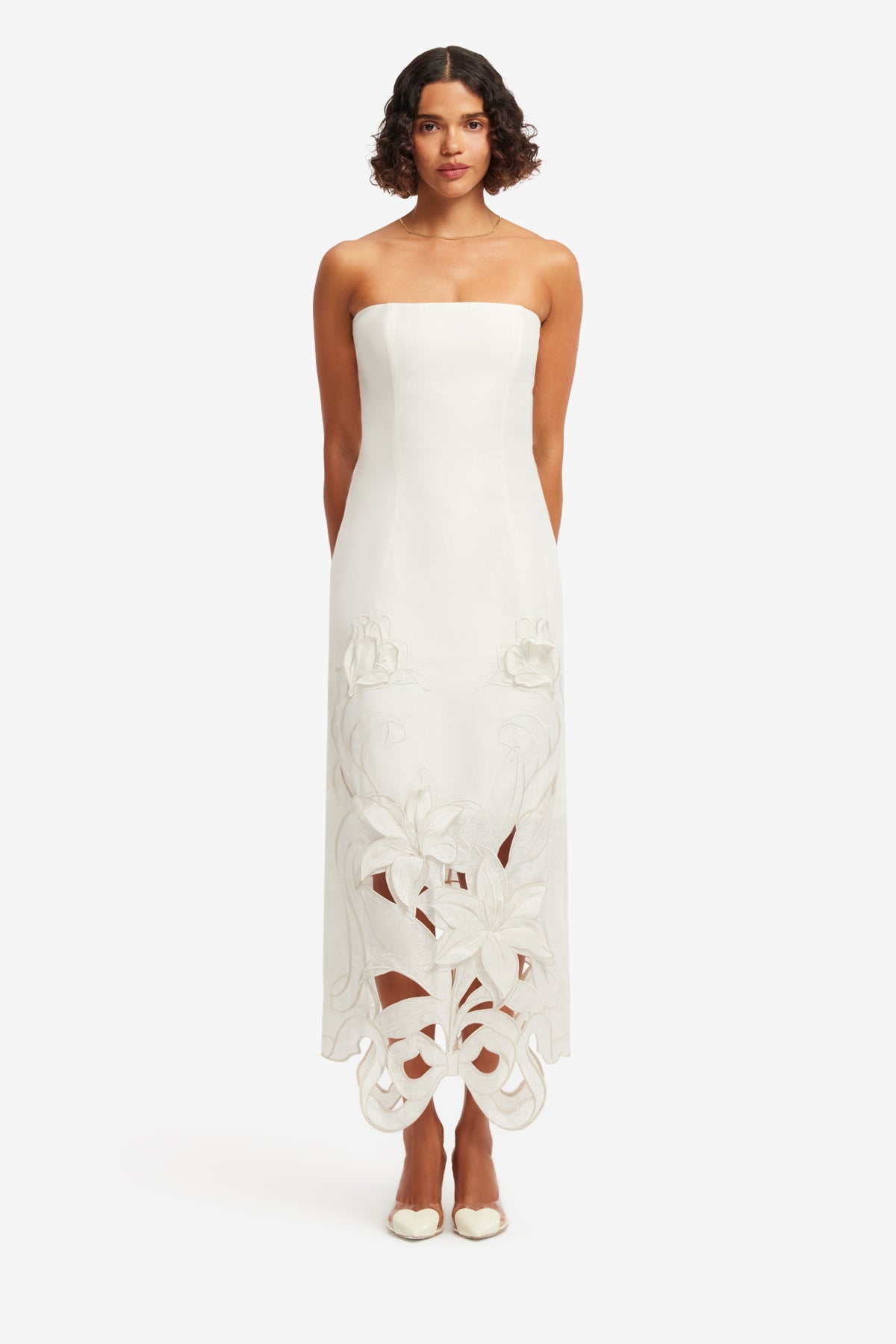 Rayna Appliqué Bustier Maxi Dress - Lily in Snow – LEO LIN
