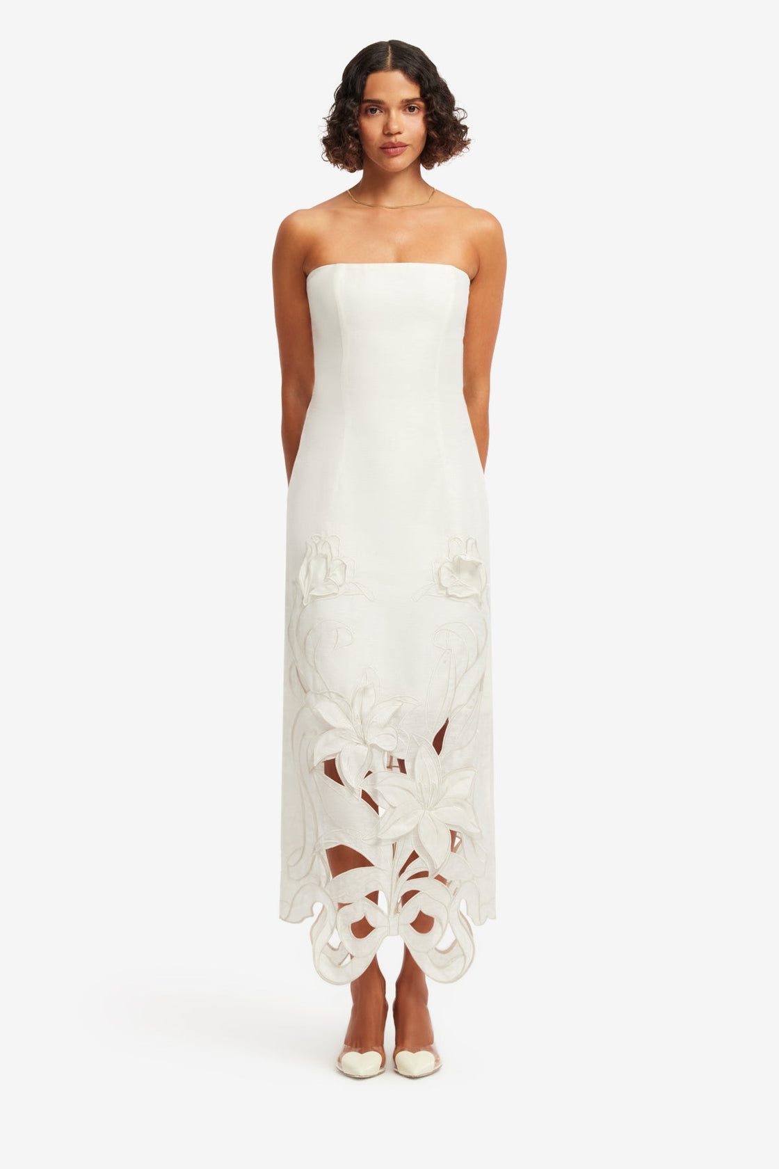 Rayna Appliqué Bustier Maxi Dress - Lily in Snow Dress Maxi