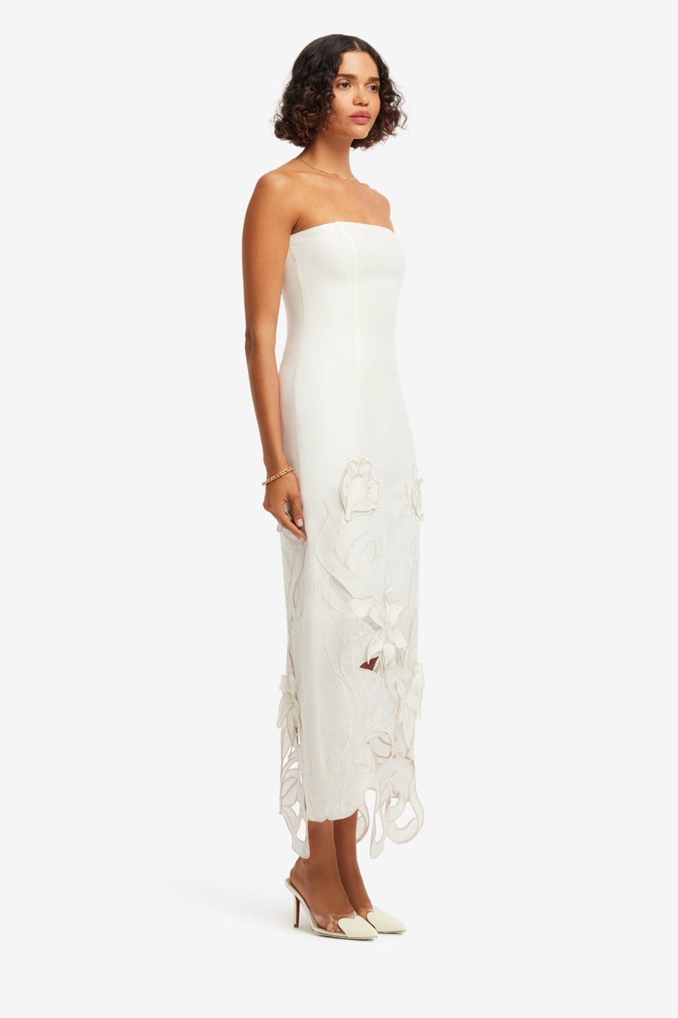 Rayna Appliqué Bustier Maxi Dress - Lily in Snow Dress Maxi