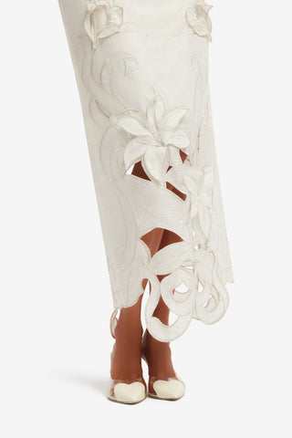 Rayna Appliqué Bustier Maxi Dress - Lily in Snow Dress Maxi