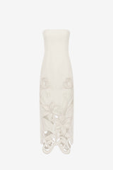 Rayna Appliqué Bustier Maxi Dress - Lily in Snow Dress Maxi