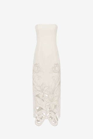 Rayna Appliqué Bustier Maxi Dress - Lily in Snow Dress Maxi