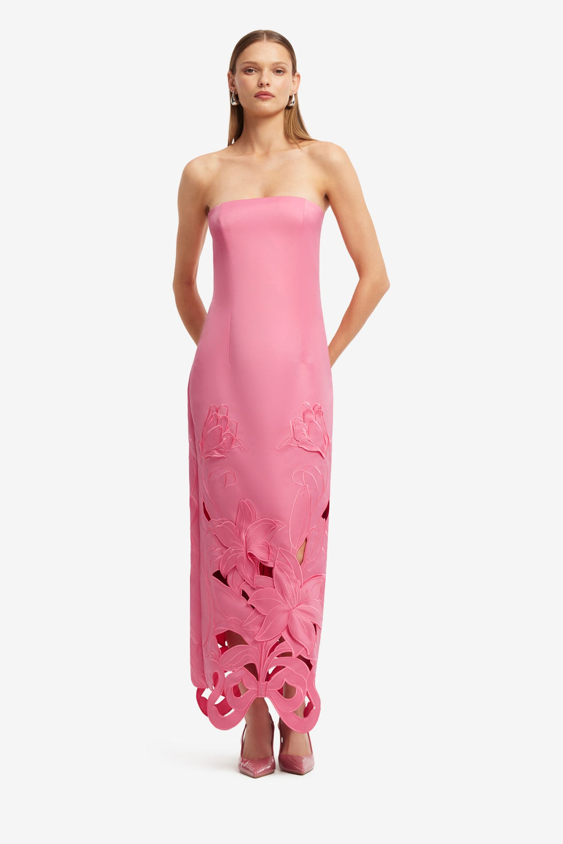 Rayna Appliqué Bustier Maxi Dress - Lily in Fuchsia Dress Maxi