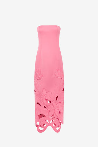 Rayna Appliqué Bustier Maxi Dress - Lily in Fuchsia Dress Maxi