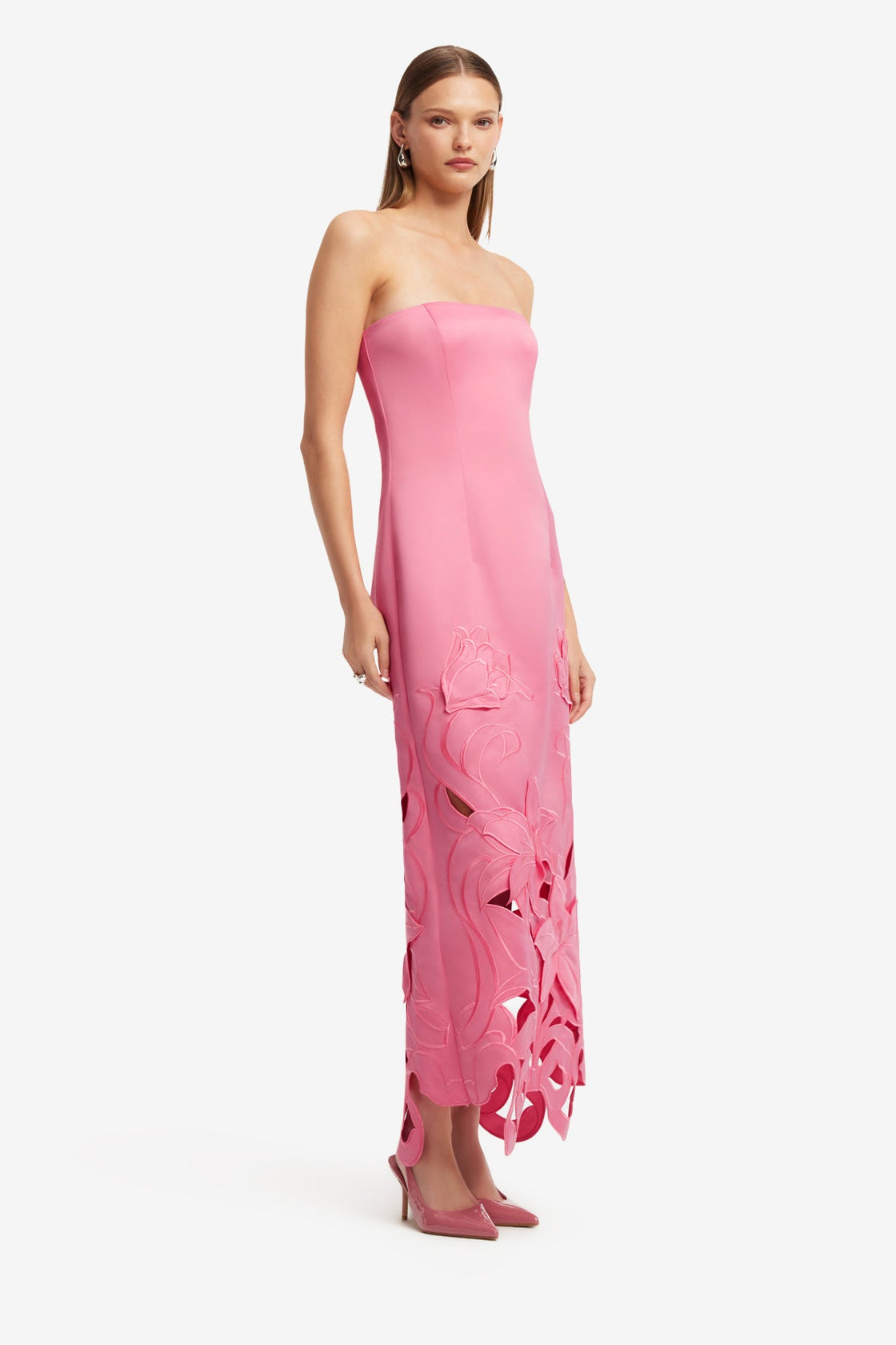 Rayna Appliqué Bustier Maxi Dress - Lily in Fuchsia Dress Maxi