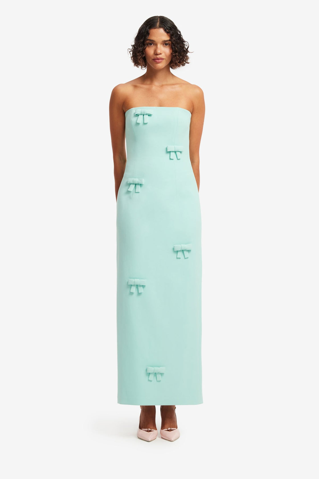Rayna Bow Bustier Maxi Dress - Pale Turquoise Dress Maxi