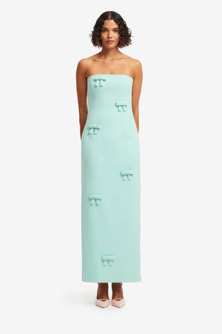 Rayna Bow Bustier Maxi Dress - Pale Turquoise Dress Maxi