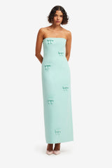 Rayna Bow Bustier Maxi Dress - Pale Turquoise Dress Maxi