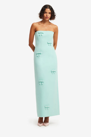 Rayna Bow Bustier Maxi Dress - Pale Turquoise Dress Maxi