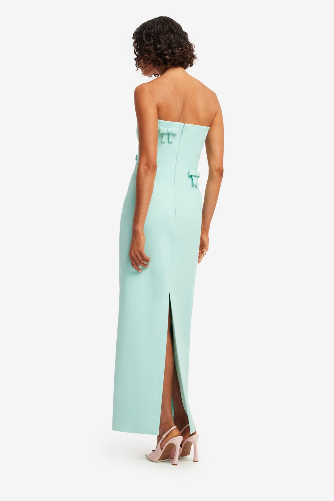 Rayna Bow Bustier Maxi Dress - Pale Turquoise Dress Maxi