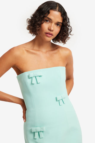 Rayna Bow Bustier Maxi Dress - Pale Turquoise Dress Maxi
