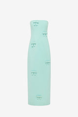 Rayna Bow Bustier Maxi Dress - Pale Turquoise Dress Maxi