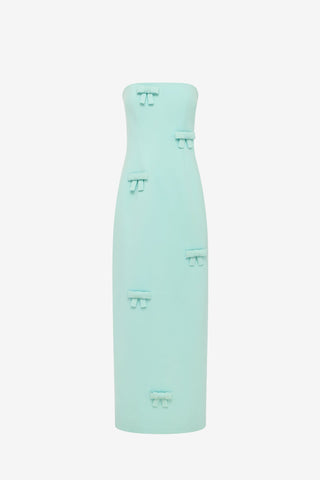 Rayna Bow Bustier Maxi Dress - Pale Turquoise Dress Maxi
