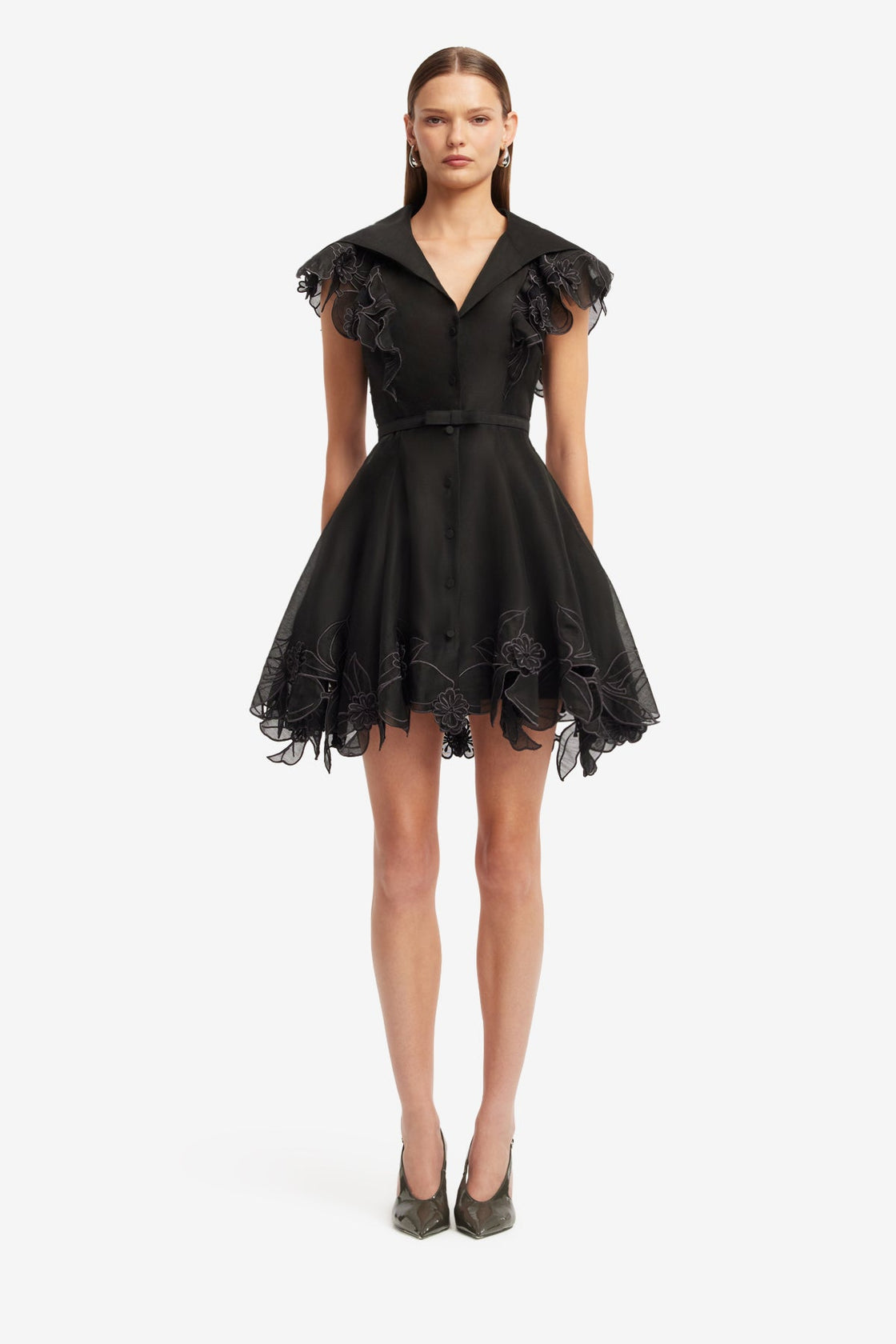 Isla Appliqué Mini Dress - Ebony Dress Mini