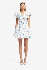 Isla Mini Dress - Ditsy Floral Print in Snow Dress Mini
