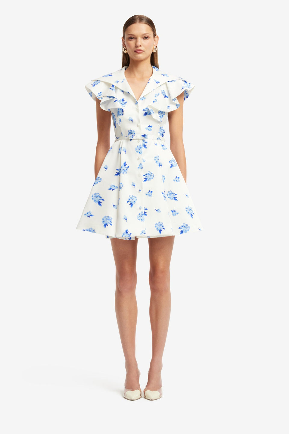 Isla Mini Dress - Ditsy Floral Print in Snow Dress Mini