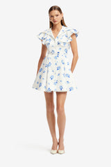 Isla Mini Dress - Ditsy Floral Print in Snow Dress Mini