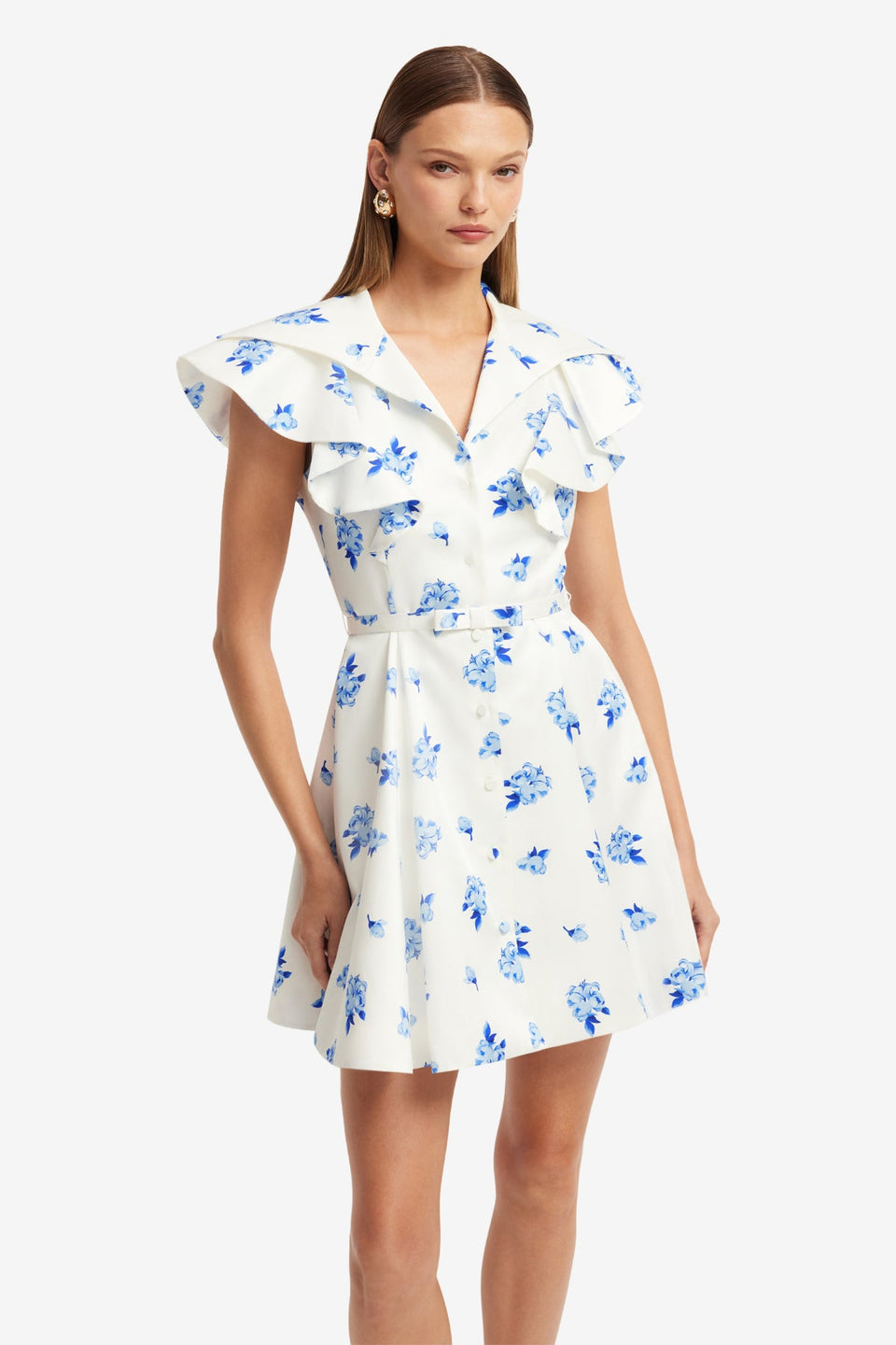 Isla Mini Dress - Ditsy Floral Print in Snow Dress Mini