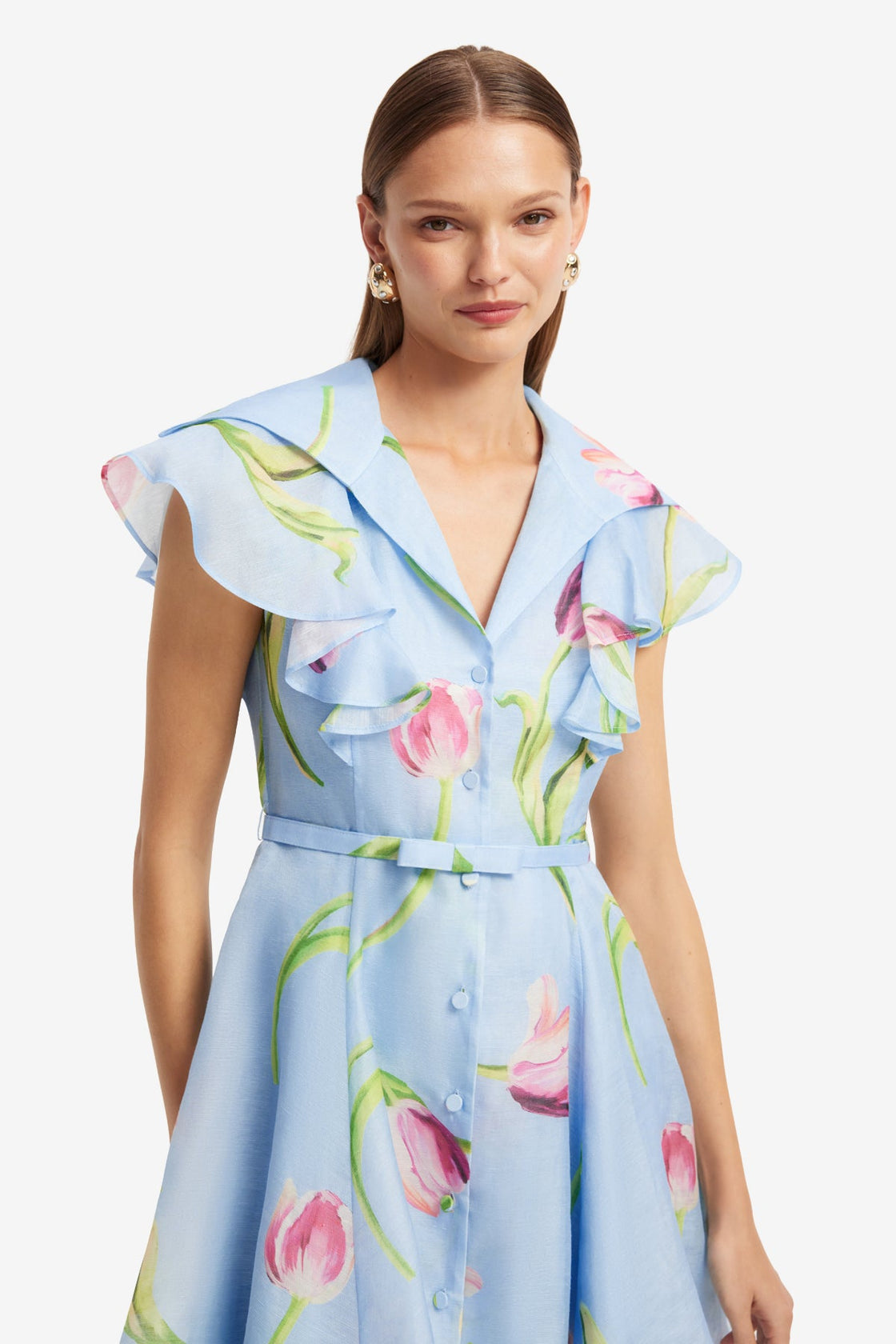 Isla Mini Dress - Tulip Print in Blue Dress Mini