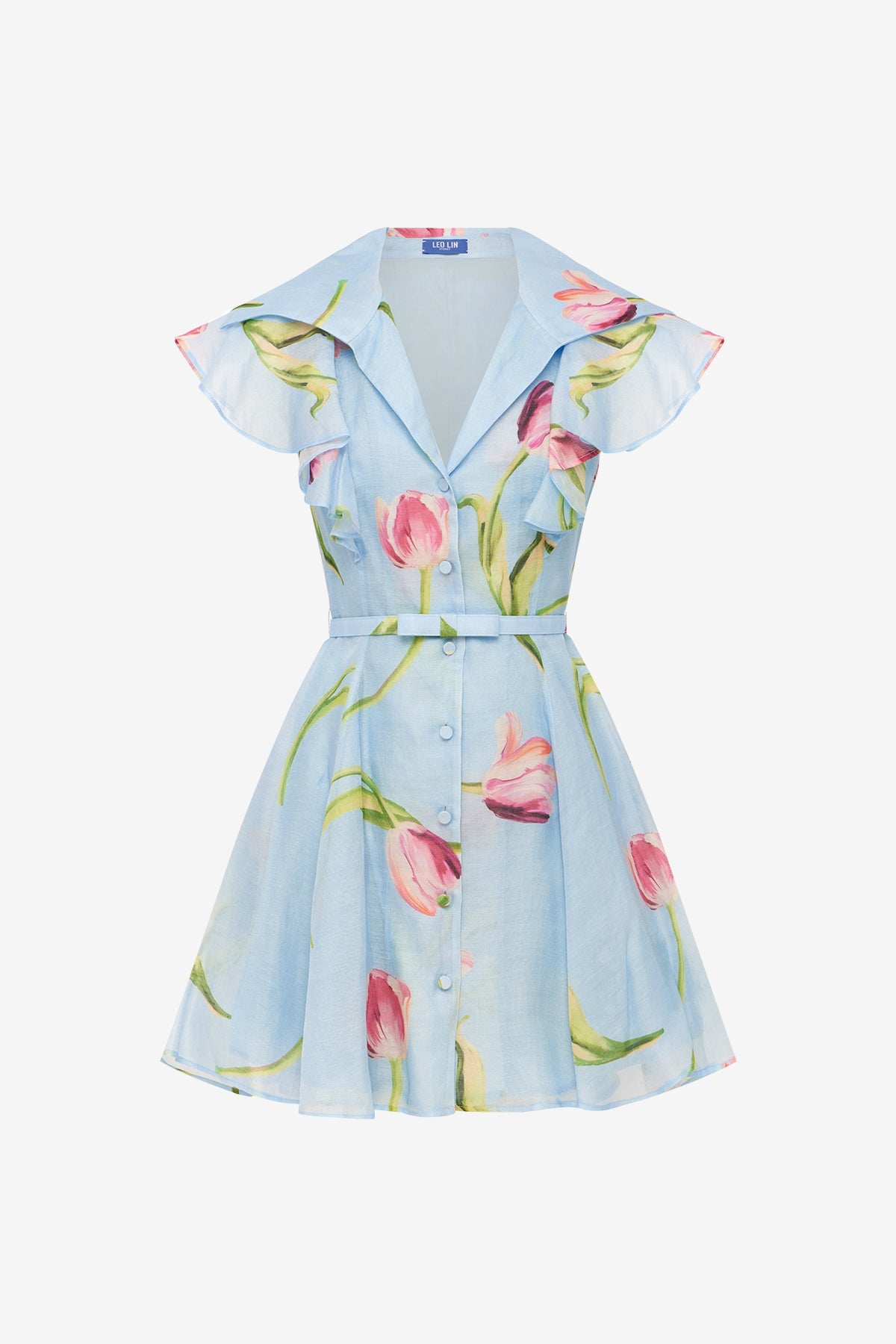 Isla Mini Dress - Tulip Print in Blue