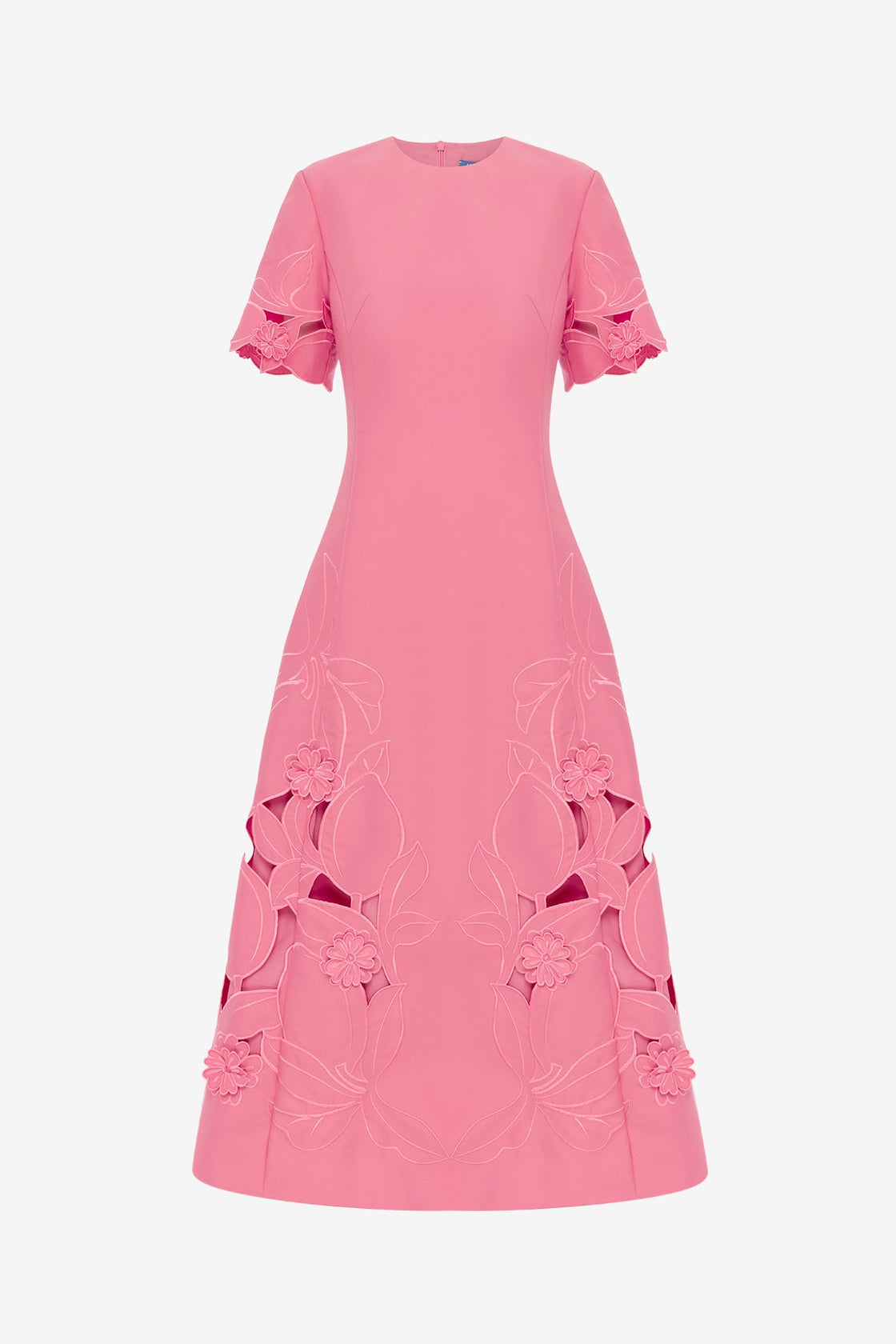 Caroline Appliqué Short Sleeve Midi Dress
