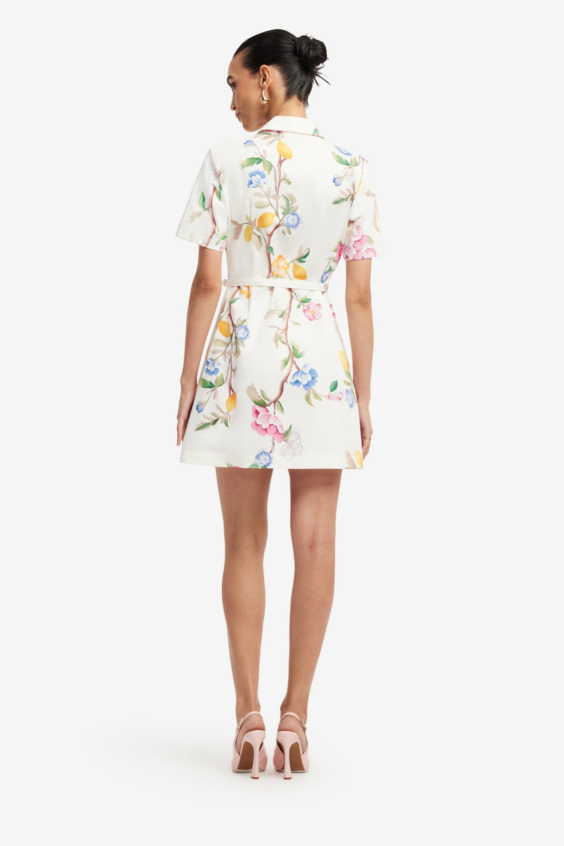 Brigitte Mini Dress - Lemon Vine Print in Snow LEO LIN Brigitte Mini Dress - Lemon Vine Print in Snow LEO LIN