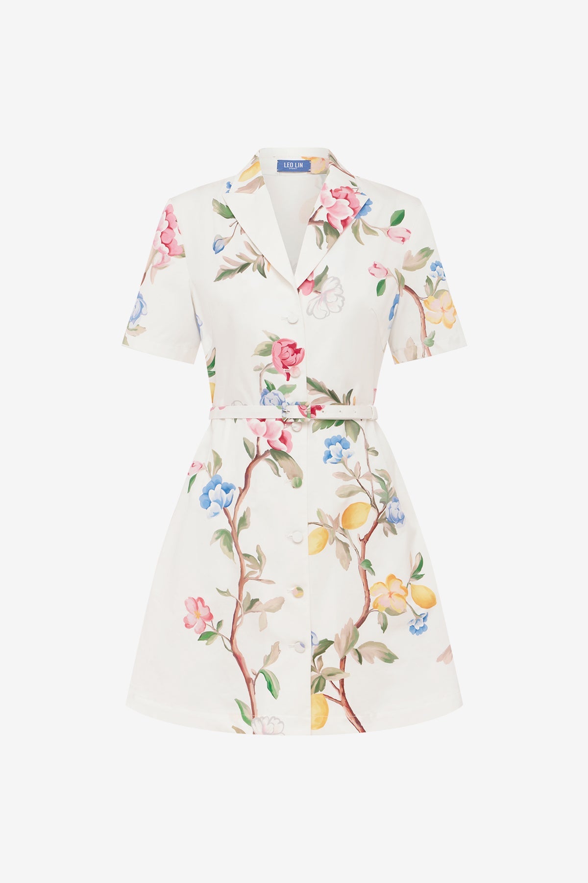 Brigitte Mini Dress - Lemon Vine Print in Snow – LEO LIN