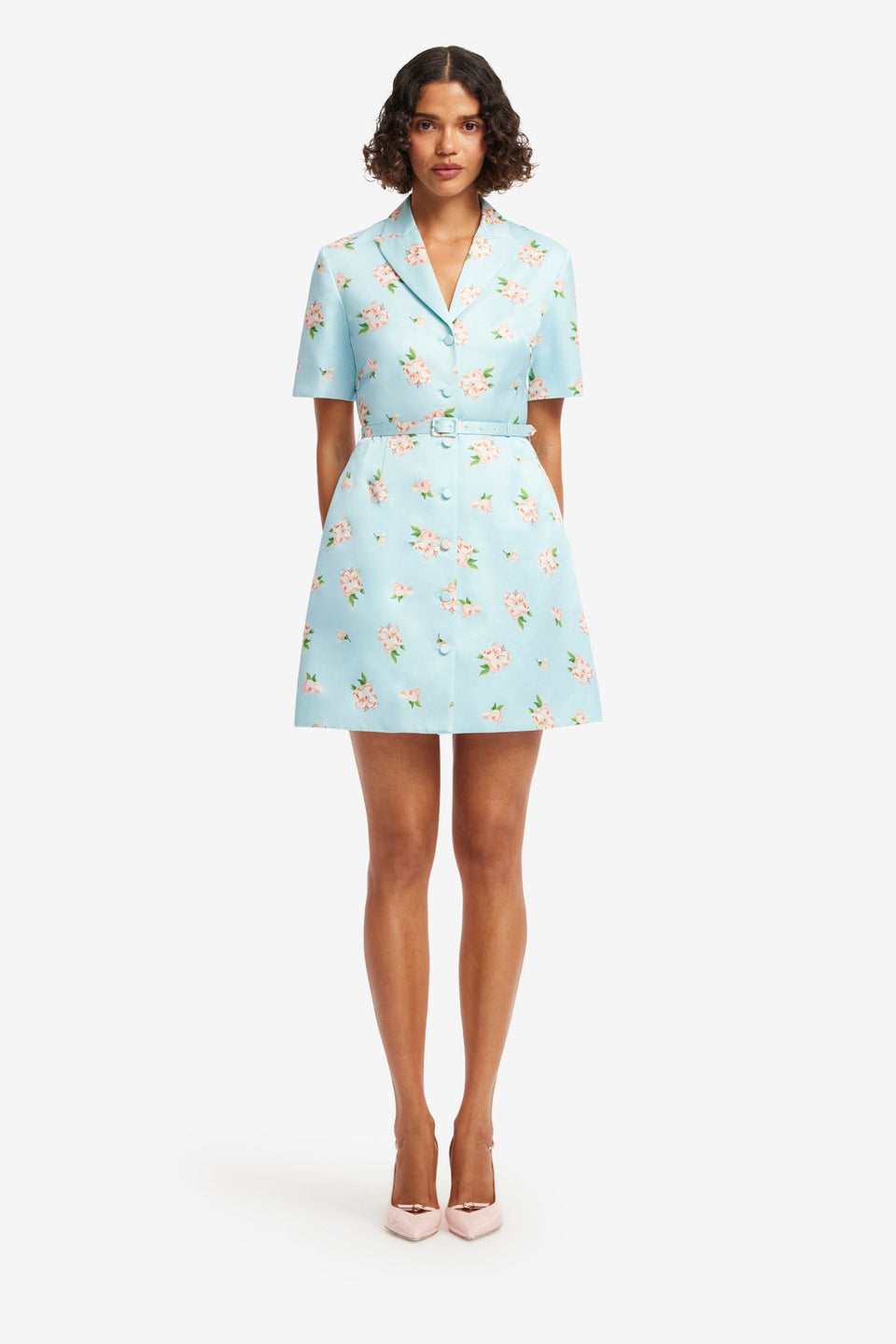 Exclusive LEO LIN Brigitte Mini Dress - Ditsy Floral Print in Blue