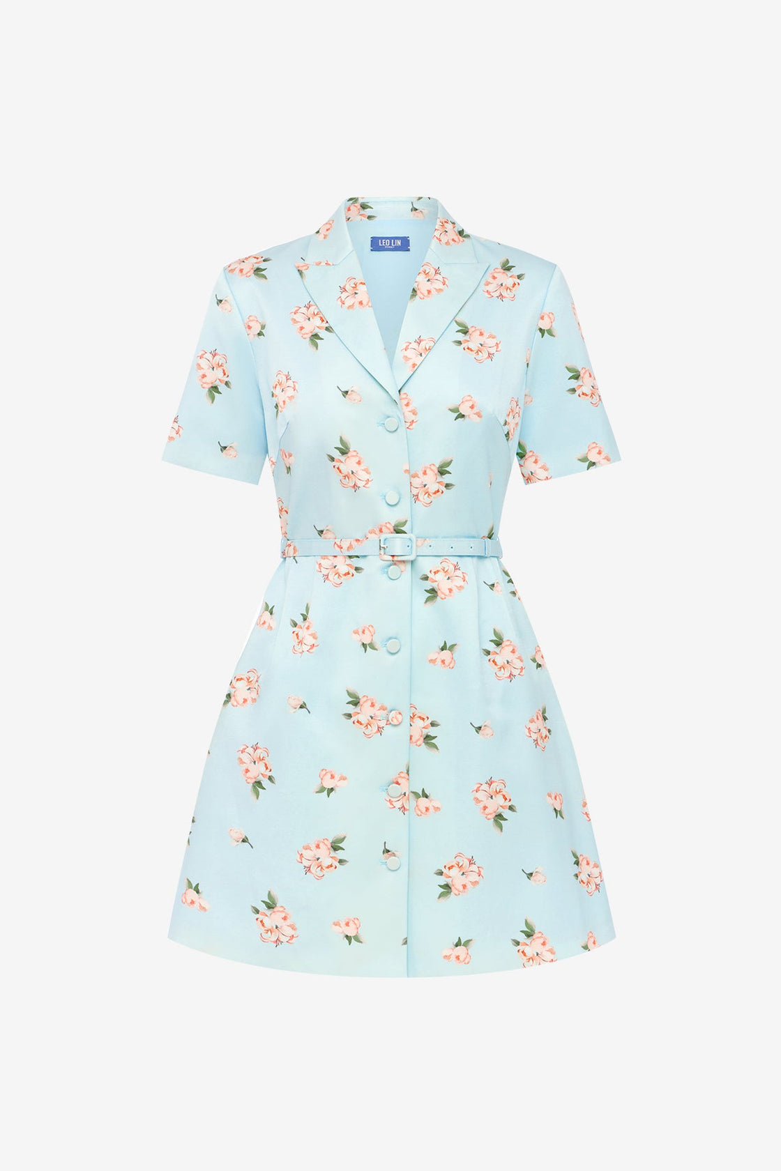 Brigitte Mini Dress - Ditsy Floral Print in Blue Dress Mini