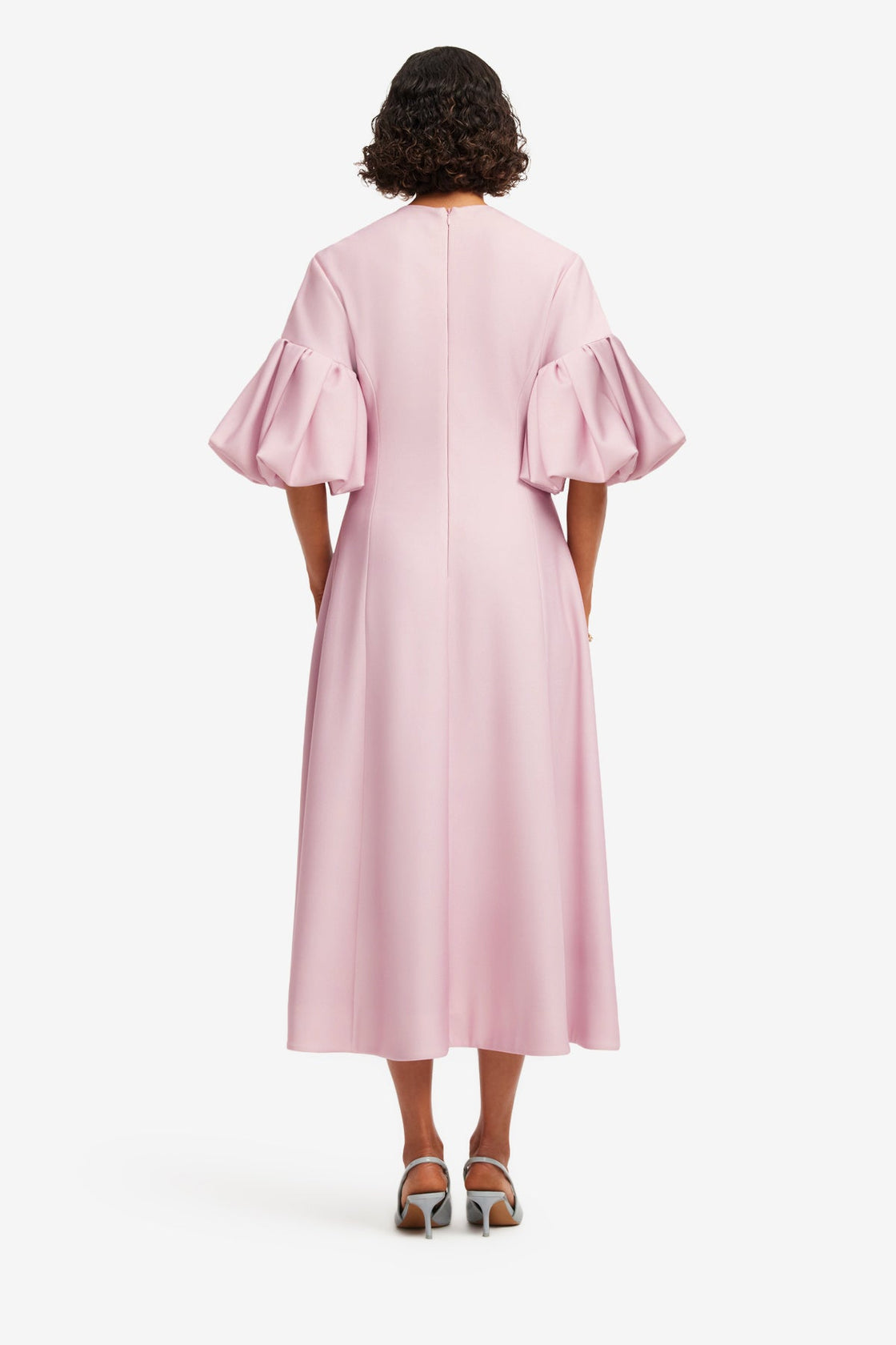 Everly Midi Dress - Bouquet Print in Pastel Pink Dress Midi