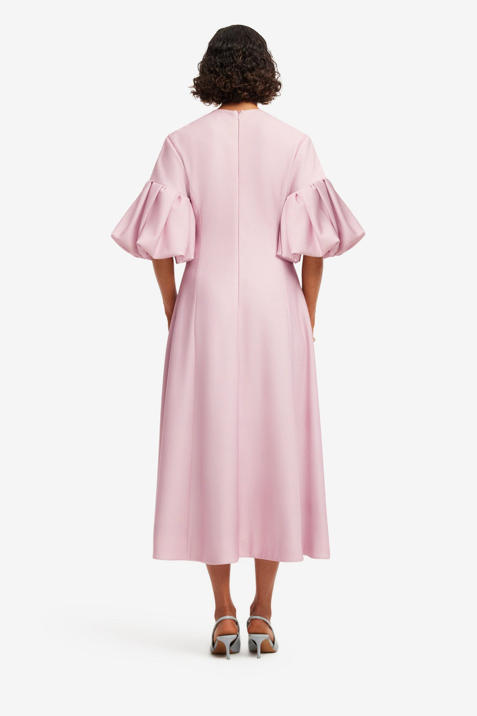 Everly Midi Dress - Bouquet Print in Pastel Pink Dress Midi