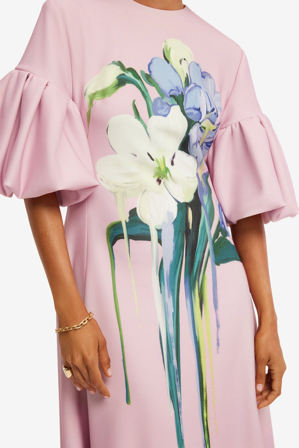 Everly Midi Dress - Bouquet Print in Pastel Pink Dress Midi