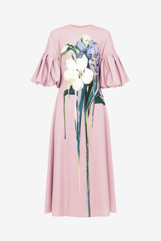 Everly Midi Dress - Bouquet Print in Pastel Pink Dress Midi