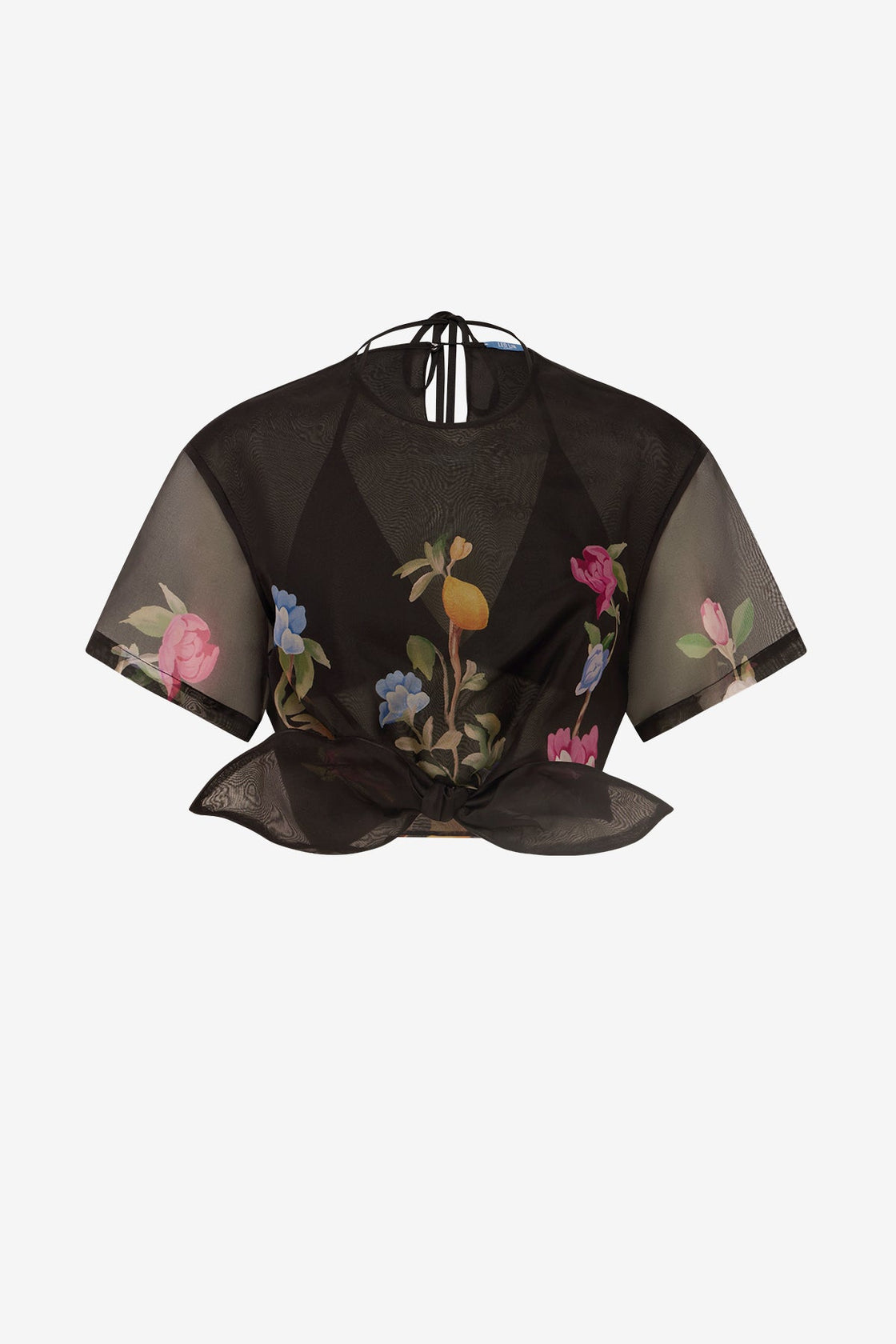 Riley Sleeve Top - Lemon Vine Print in Ebony Tops