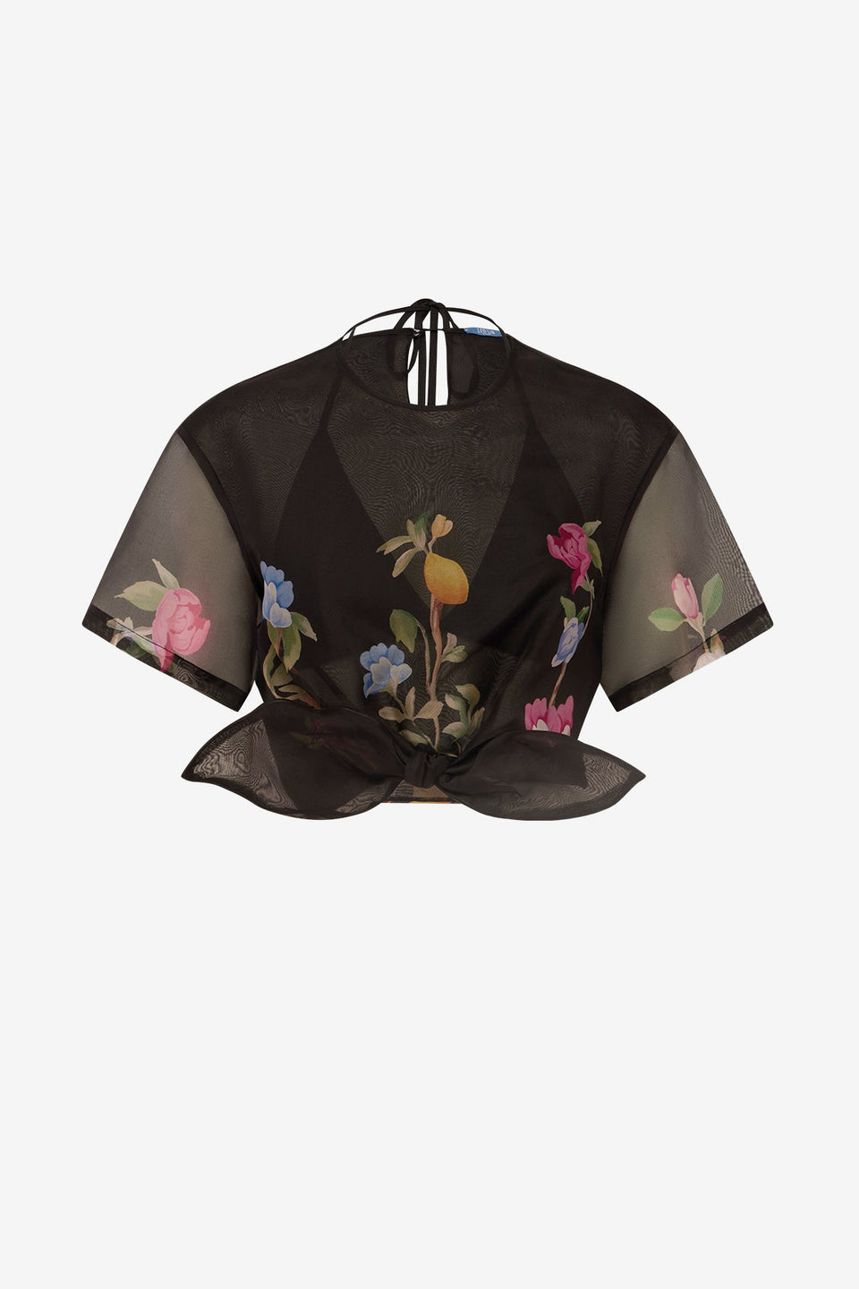 Riley Sleeve Top - Lemon Vine Print in Ebony Tops