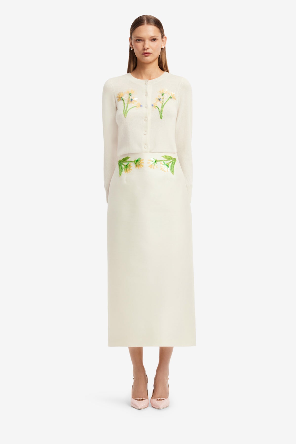 Quinn Embellished Wool Midi Skirt - Wildflower – LEO LIN