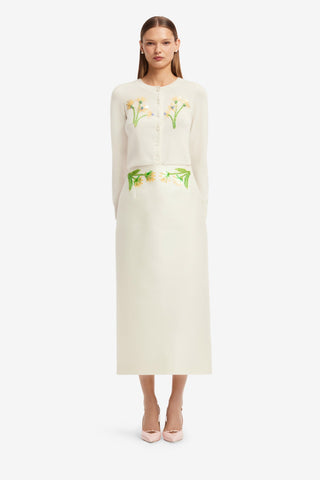 Quinn Embellished Wool Midi Skirt - Wildflower Skirts