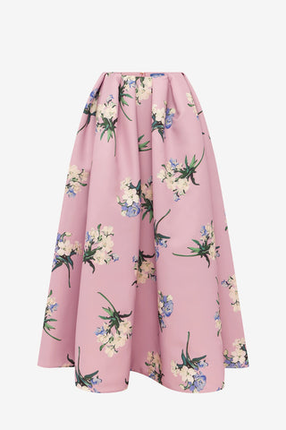 Victoria Puff Maxi Skirt - Bouquet Print in Pastel Pink Skirts