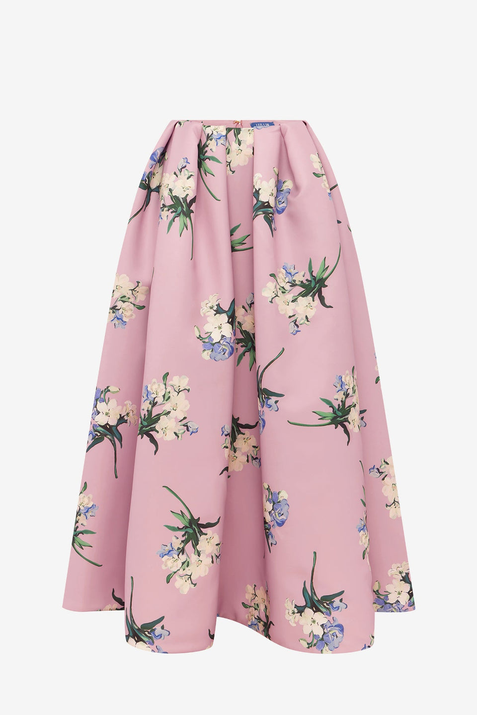 Exclusive LEO LIN Victoria Puff Maxi Skirt - Bouquet Print in Pastel Pink