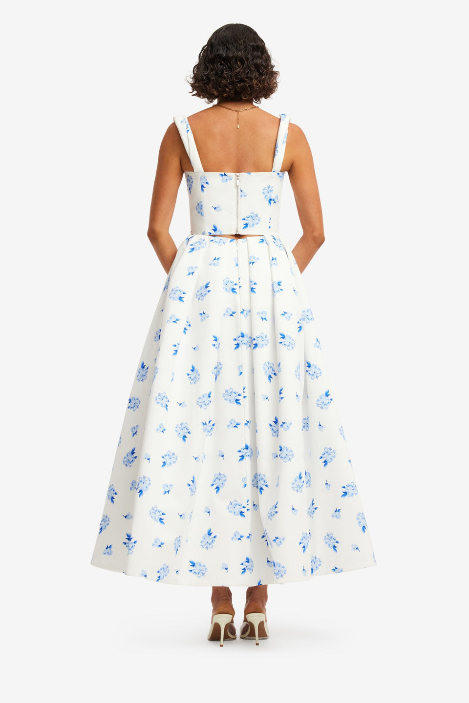 Victoria Puff Maxi Skirt - Ditsy Floral Print in Snow Skirts