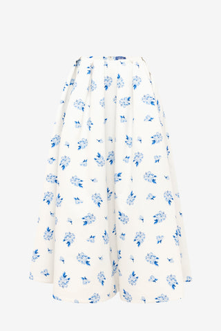 Victoria Puff Maxi Skirt - Ditsy Floral Print in Snow Skirts