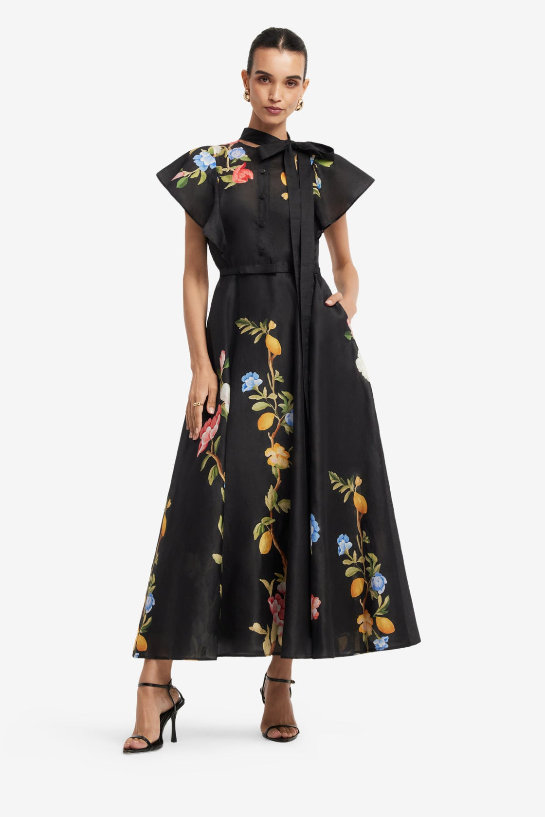 LEO LIN - Elsie Flutter Sleeve Midi Dress