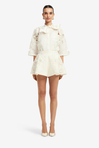 Abby Appliqué Shorts - Snow Shorts