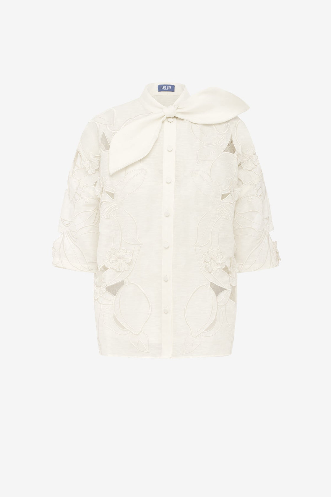 Brooklyn Appliqué Bow Puff Sleeve Top - Snow Tops