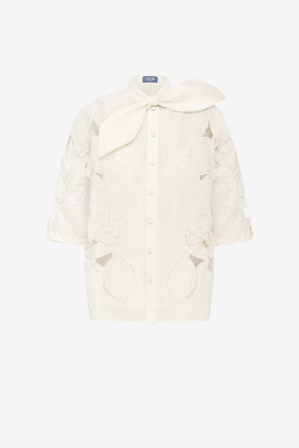 Brooklyn Appliqué Bow Puff Sleeve Top - Snow Tops