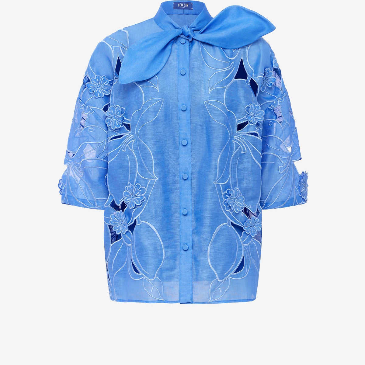 Brooklyn Appliqué Bow Puff Sleeve Top - Azure – LEO LIN