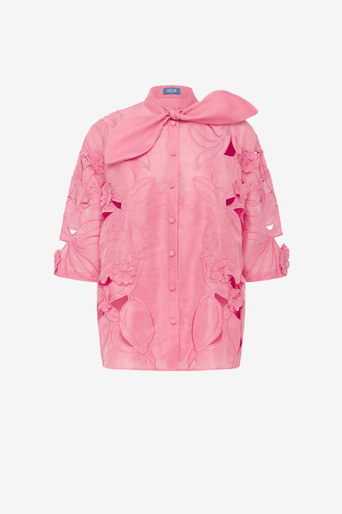 Brooklyn Appliqué Bow Puff Sleeve Top - Fuchsia Tops