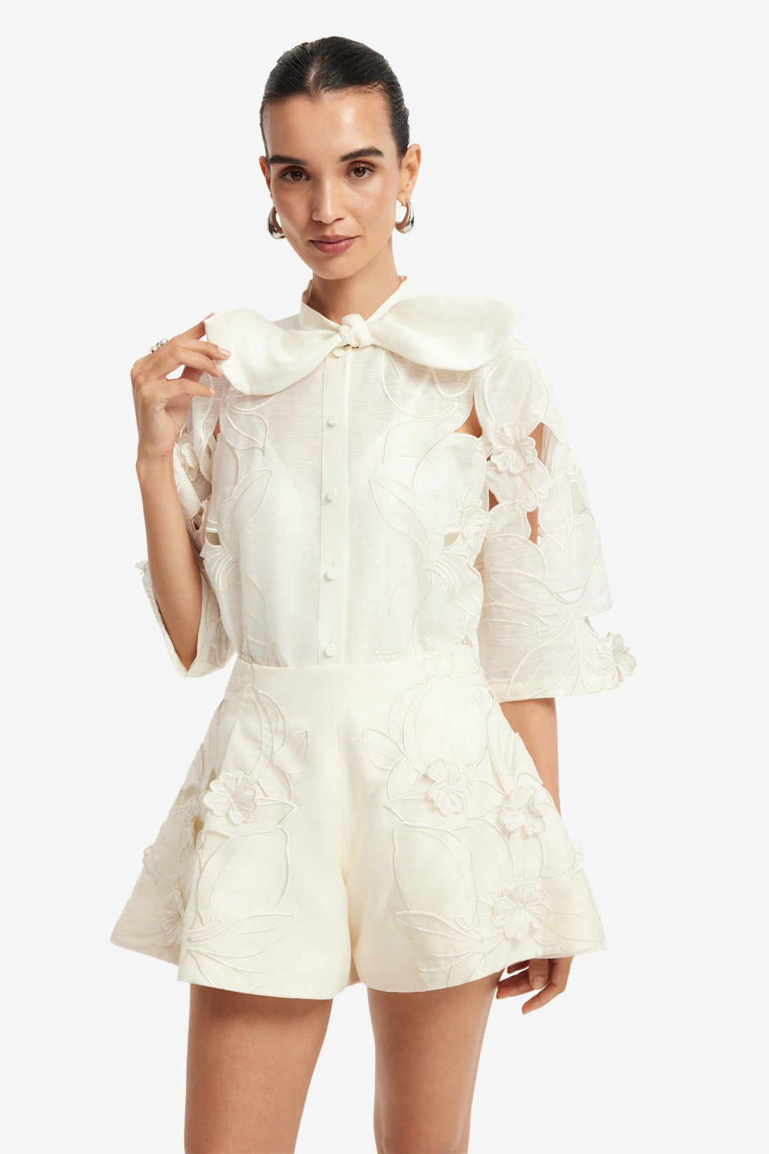 Abby Appliqué Shorts - Snow Shorts