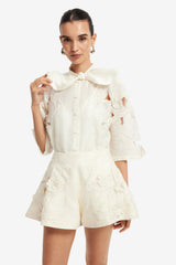 Abby Appliqué Shorts - Snow Shorts